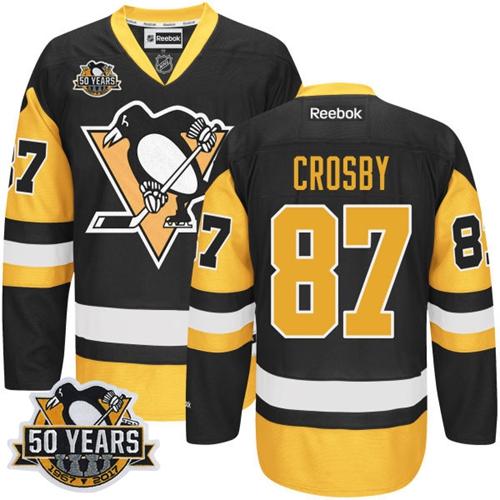 Penguins #87 Sidney Crosby Black Alternate 50th Anniversary Stitched Youth NHL Jersey